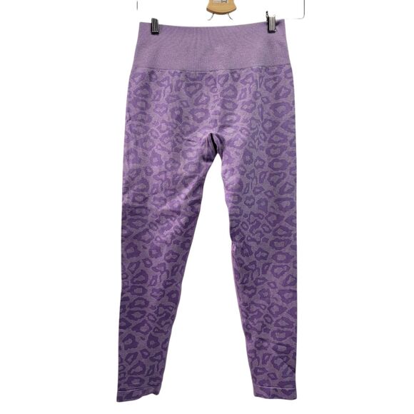 Women Lilac Leopard Seamless Leggings High Rise Workout Athletic Size Large - Picture 1 of 7